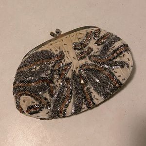Vintage feel hand beaded velvet clutch